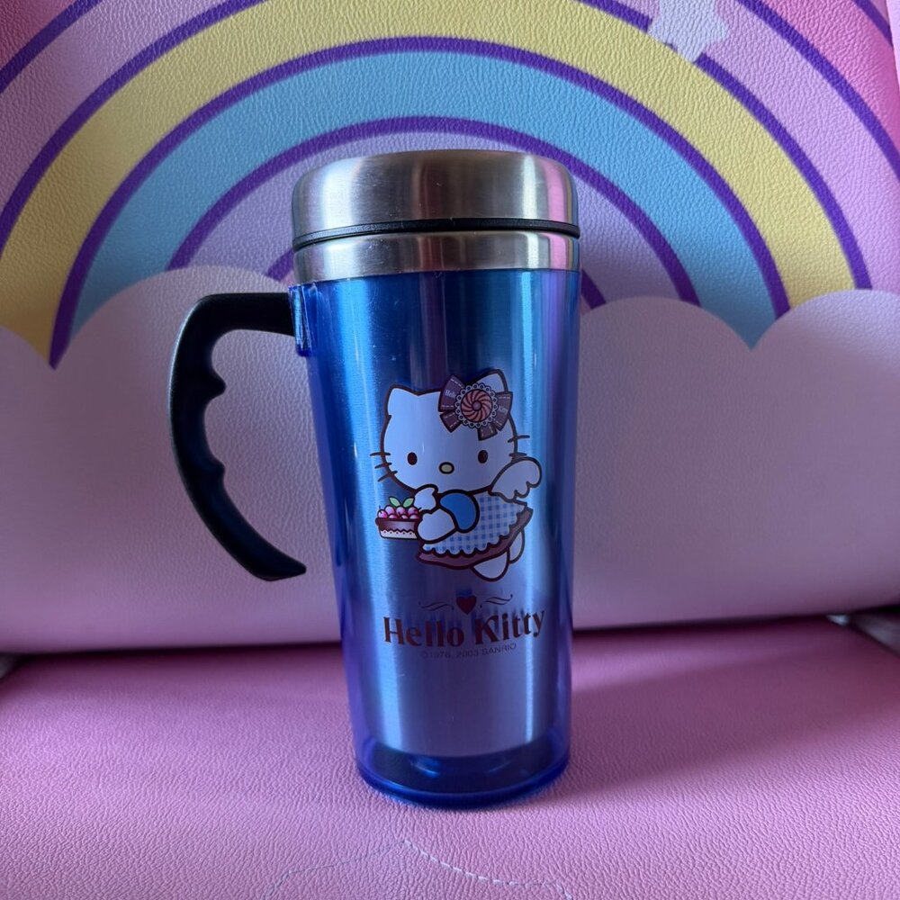 Sanrio 2000s Hello Kitty French Blue Angel Mug Stainless Y2K